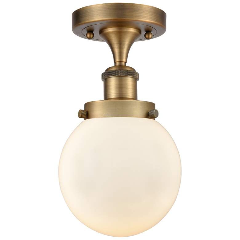Image 1 Ballston Urban Beacon 6" Semi-Flush Mount - Brushed Brass - Matte Whi