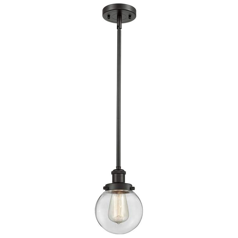 Image 1 Ballston Urban Beacon 6" Wide Bronze Stem Hung Mini Pendant w/ Clear S