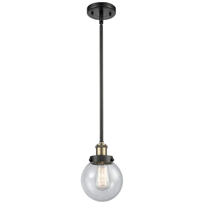 Image 1 Ballston Urban Beacon 6"W Black Brass Stem Hung Mini Pendant w/ Seedy