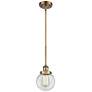 Ballston Urban Beacon 6"W Brushed Brass Stem Mini Pendant w/ Clear Sha