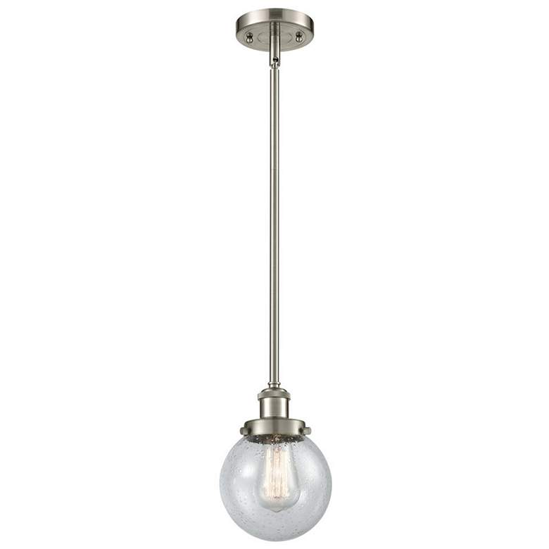 Image 1 Ballston Urban Beacon 6"W Brushed Nickel Stem Mini Pendant w/ Seedy Sh