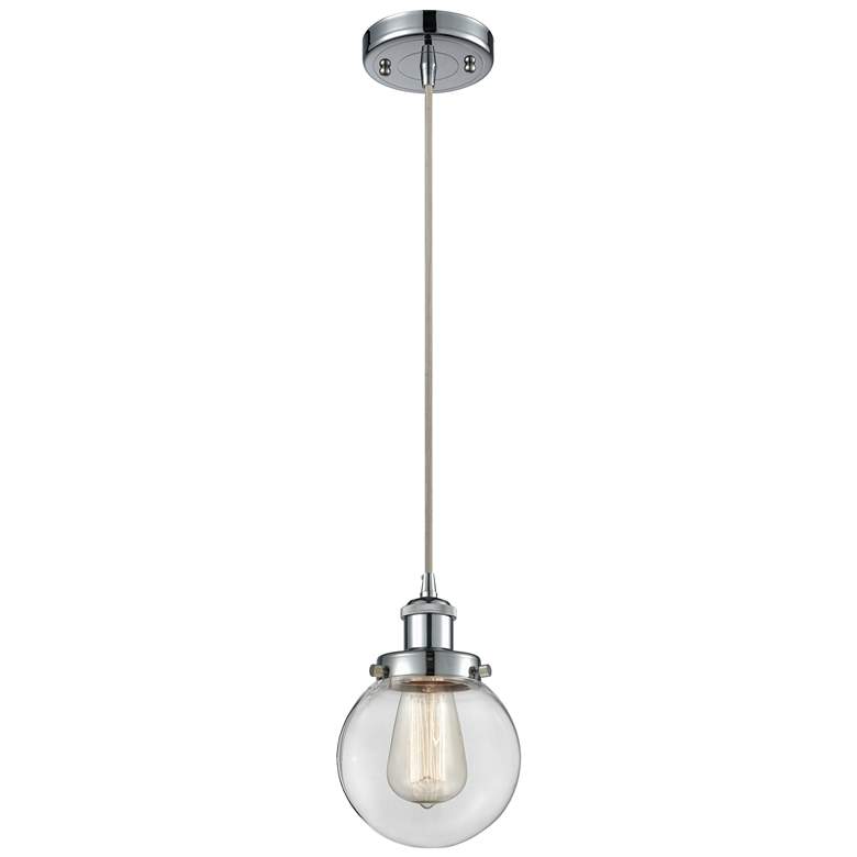 Image 1 Ballston Urban Beacon 6"W Chrome Cord Hung Mini Pendant w/ Clear Shade