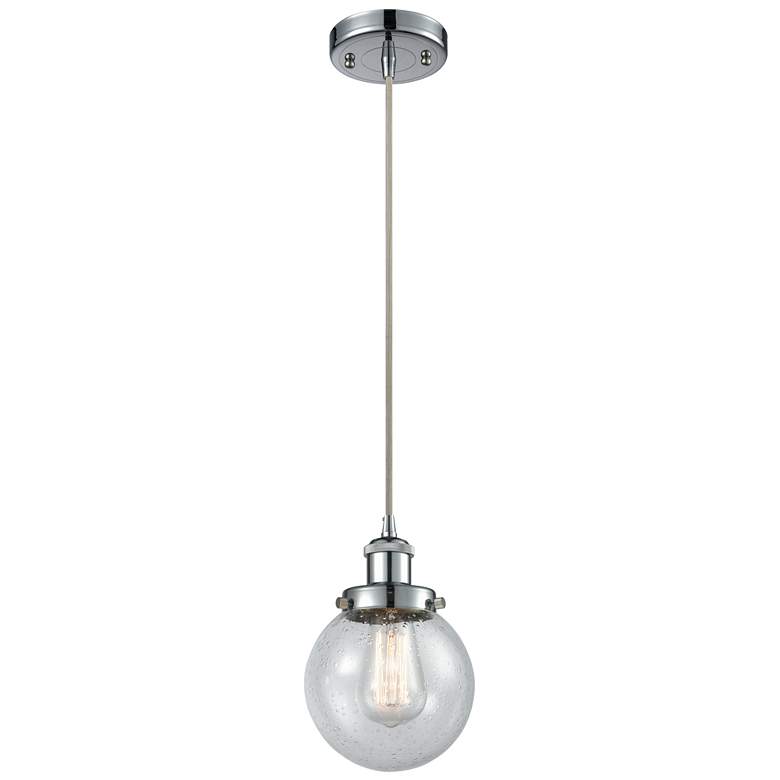 Image 1 Ballston Urban Beacon 6"W Chrome Cord Hung Mini Pendant w/ Seedy Shade