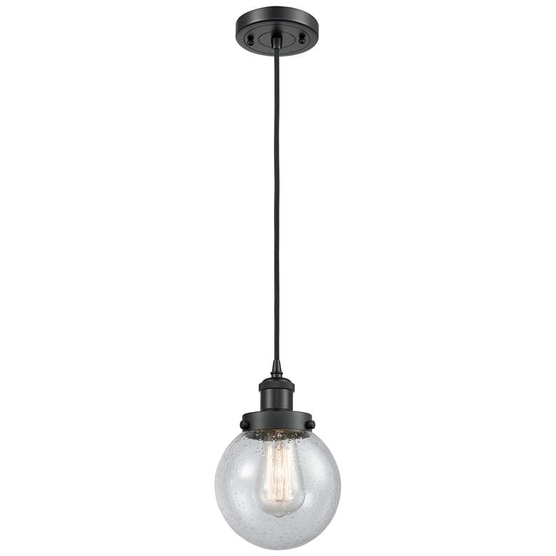 Image 1 Ballston Urban Beacon 6"W Matte Black Cord Hung Mini Pendant w/ Seedy