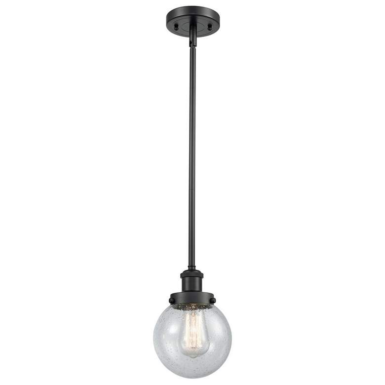 Image 1 Ballston Urban Beacon 6"W Matte Black Stem Hung Mini Pendant w/ Seedy
