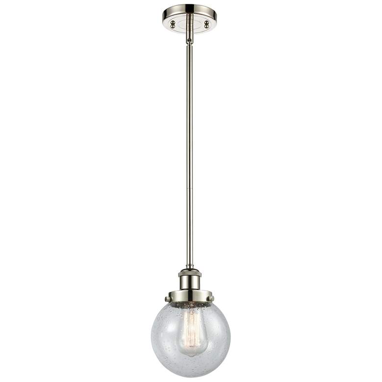 Image 1 Ballston Urban Beacon 6"W Polished Nickel Stem Mini Pendant w/ Seedy S