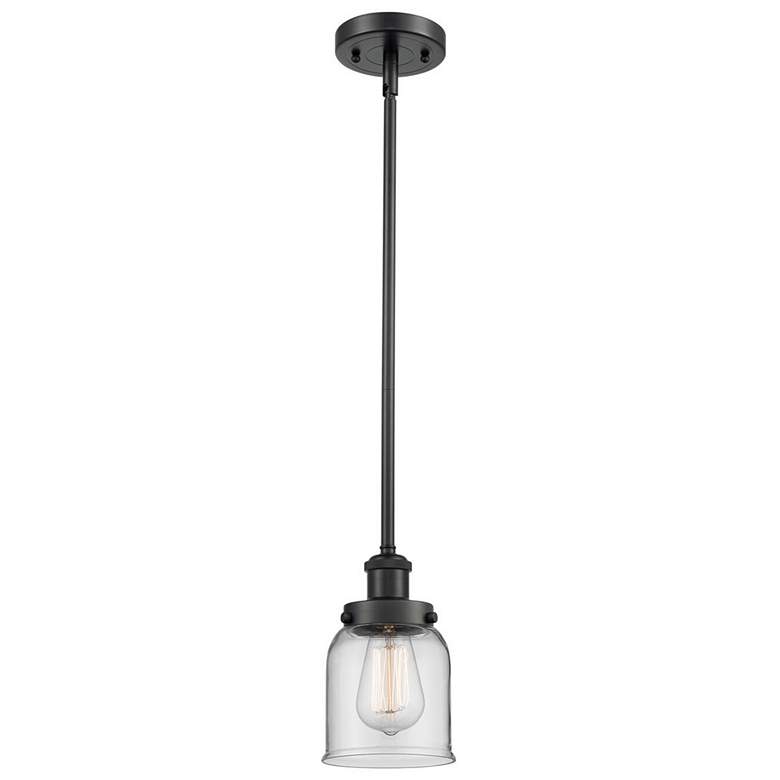 Image 1 Ballston Urban Bell 10" Black LED Stem Hung Mini Pendant w/ Clear Shad