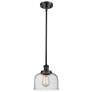 Ballston Urban Bell 10" Black LED Stem Hung Mini Pendant w/ Seedy Shad