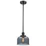 Ballston Urban Bell 10" Black LED Stem Hung Mini Pendant w/ Smoke Shad