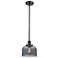 Ballston Urban Bell 10" Black LED Stem Hung Mini Pendant w/ Smoke Shad