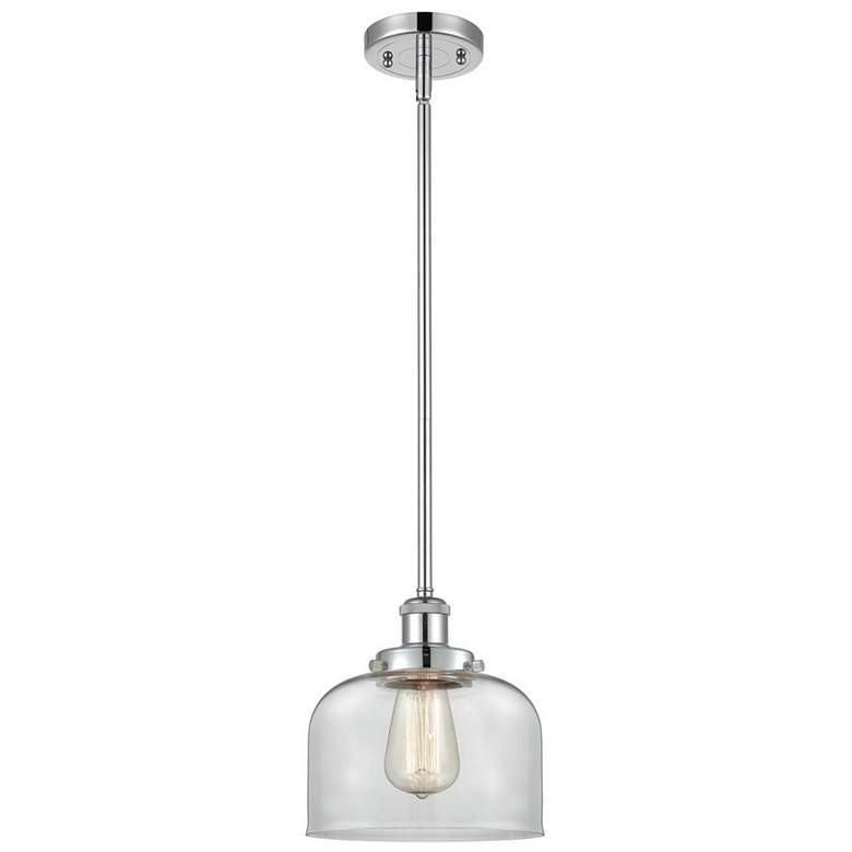 Image 1 Ballston Urban Bell 10" Chrome LED Stem Hung Mini Pendant w/ Clear Sha