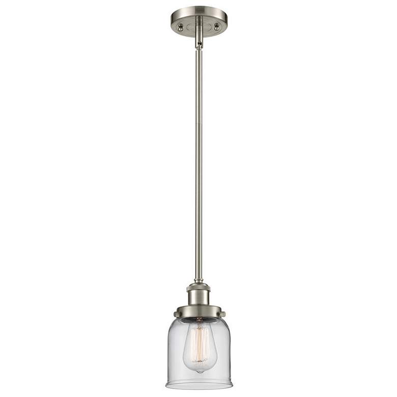 Image 1 Ballston Urban Bell 10" Nickel LED Stem Hung Mini Pendant w/ Clear Sha