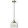 Ballston Urban Bell 10" Nickel LED Stem Hung Mini Pendant w/ Clear Sha