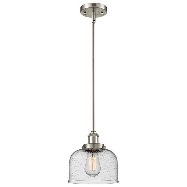 Image 1 Ballston Urban Bell 10" Nickel LED Stem Hung Mini Pendant w/ Seedy Sha