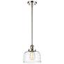 Ballston Urban Bell 10" Nickel LED Stem Hung Mini Pendant w/ Swirl Sha
