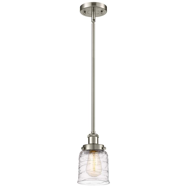 Image 1 Ballston Urban Bell 10" Nickel LED Stem Hung Mini Pendant w/ Swirl Sha
