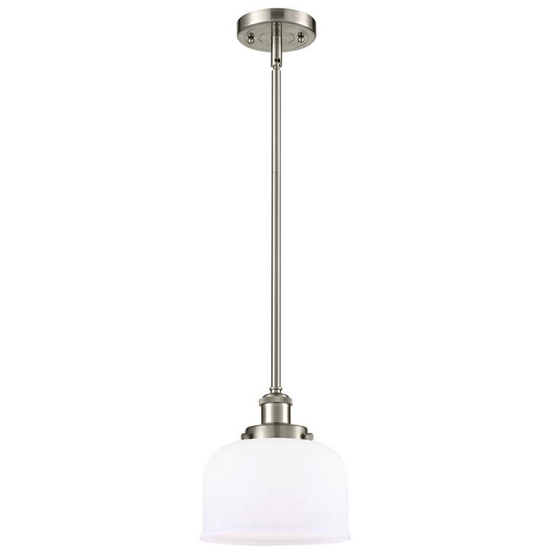 Image 1 Ballston Urban Bell 10" Nickel LED Stem Hung Mini Pendant w/ White Sha