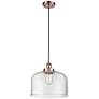 Ballston Urban Bell 12" Antique Copper Corded Mini Pendant w/ Clear Sh