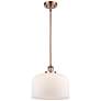 Ballston Urban Bell 12" Antique Copper Stemmed Mini Pendant w/ White S