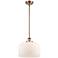 Ballston Urban Bell 12" Antique Copper Stemmed Mini Pendant w/ White S