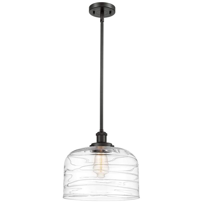 Image 1 Ballston Urban Bell 12" Bronze Stemmed Mini Pendant w/ Deco Shade