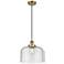 Ballston Urban Bell 12" Brushed Brass Corded Mini Pendant w/ Seedy Sha