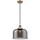 Ballston Urban Bell 12" Brushed Brass Corded Mini Pendant w/ Smoke Sha