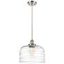Ballston Urban Bell 12" Brushed Nickel Corded Mini Pendant w/ Deco Sha