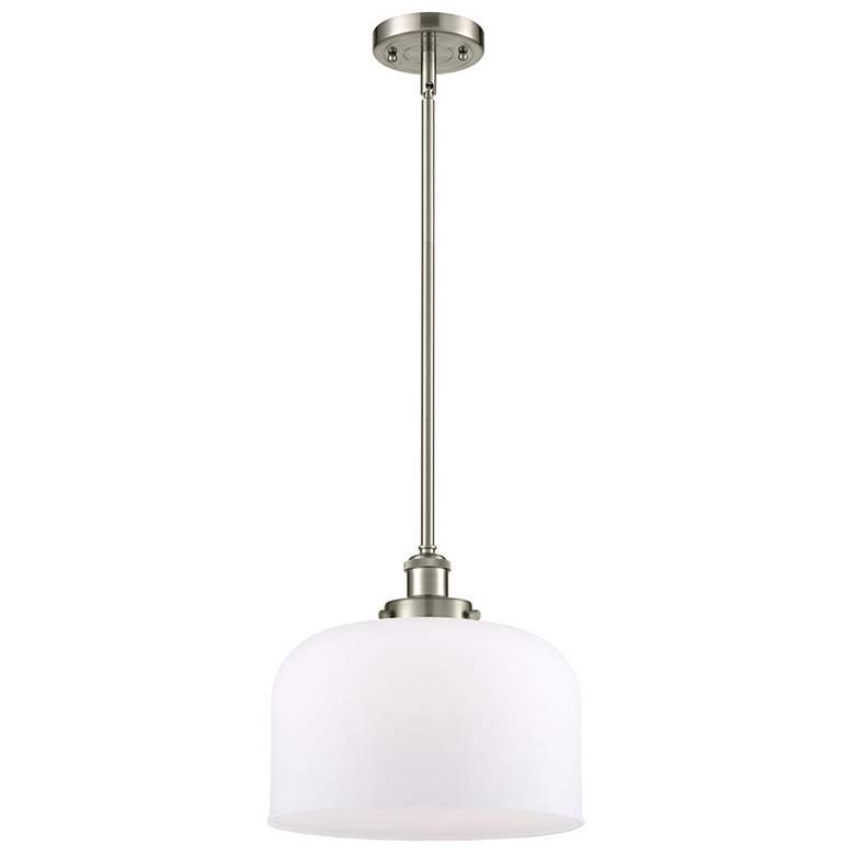 Image 1 Ballston Urban Bell 12" Brushed Nickel Stemmed Mini Pendant w/ White S