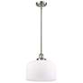 Ballston Urban Bell 12" Brushed Nickel Stemmed Mini Pendant w/ White S
