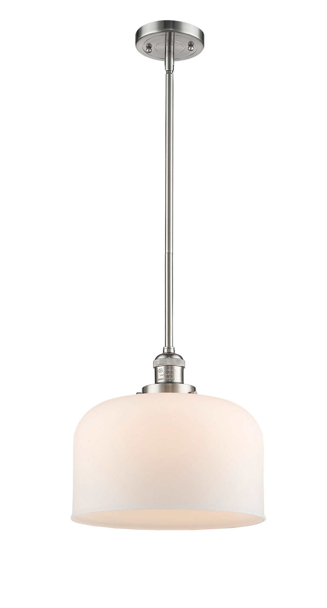Image 3 Ballston Urban Bell 12" Brushed Nickel Stemmed Mini Pendant w/ White S more views