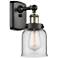 Ballston Urban Bell 12" High Black Brass Sconce w/ Clear Shade