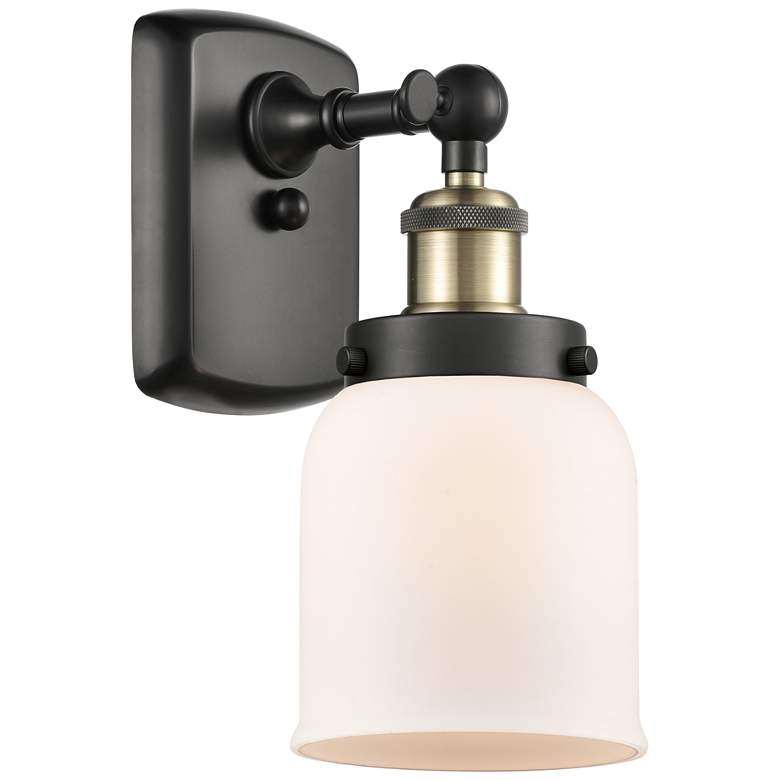 Image 1 Ballston Urban Bell 12" High Black Brass Sconce w/ Matte White Shade