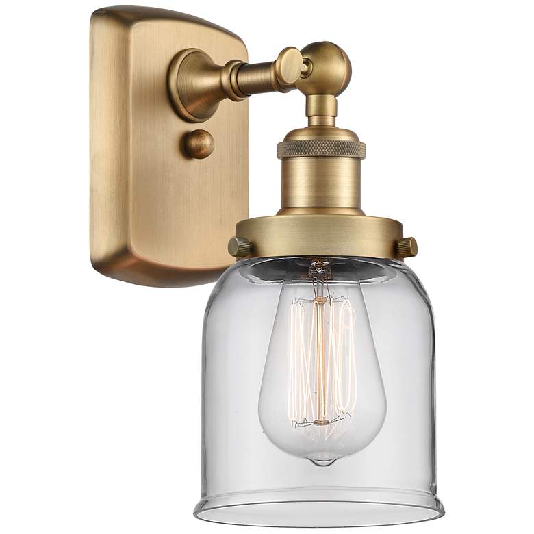 Image 1 Ballston Urban Bell 12" High Brushed Brass Sconce w/ Clear Shade