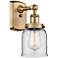 Ballston Urban Bell 12" High Brushed Brass Sconce w/ Clear Shade