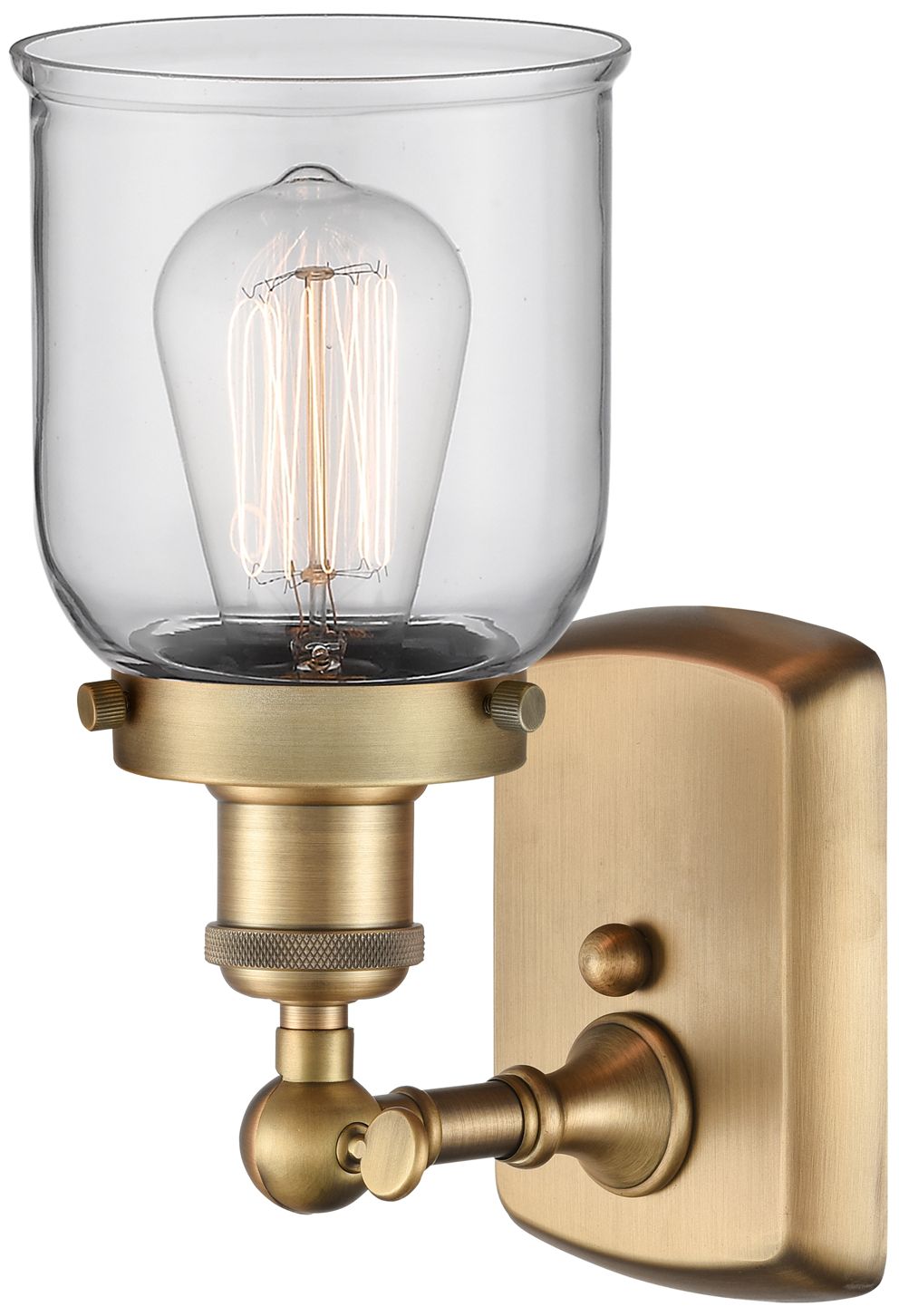 Image 6 Ballston Urban Bell 12" High Brushed Brass Sconce w/ Clear Shade more views