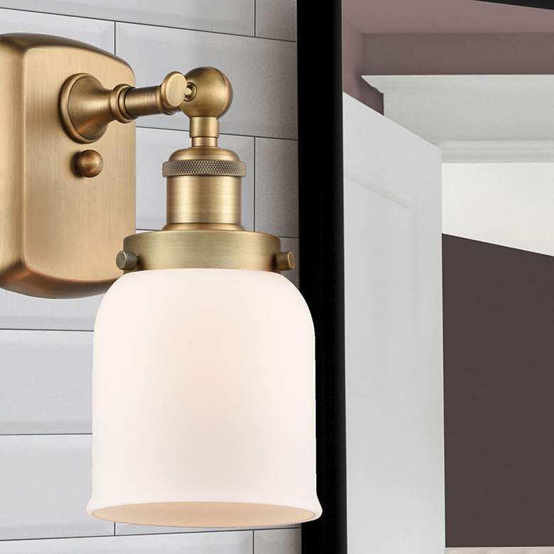 Image 1 Ballston Urban Bell 12" High Brushed Brass Sconce w/ Matte White Shade