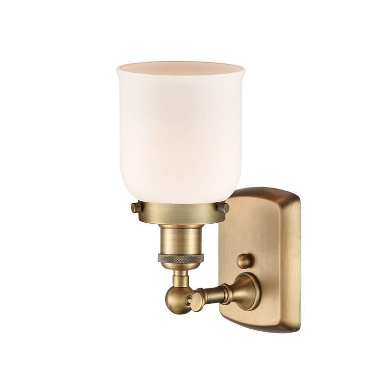 Image 3 Ballston Urban Bell 12" High Brushed Brass Sconce w/ Matte White Shade more views
