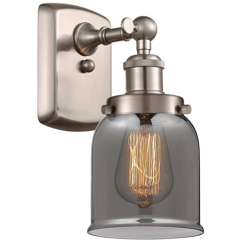 Image 1 Ballston Urban Bell 12" High Brushed Nickel Sconce w/ Smoke Shade