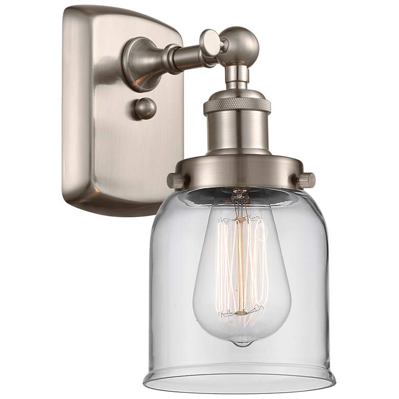 Image 1 Ballston Urban Bell 12" High Brushed Satin Nickel Sconce w/ Clear Shad