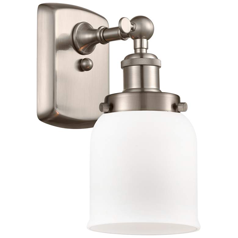 Image 1 Ballston Urban Bell 12" High Brushed Satin Nickel Sconce w/ White Shad