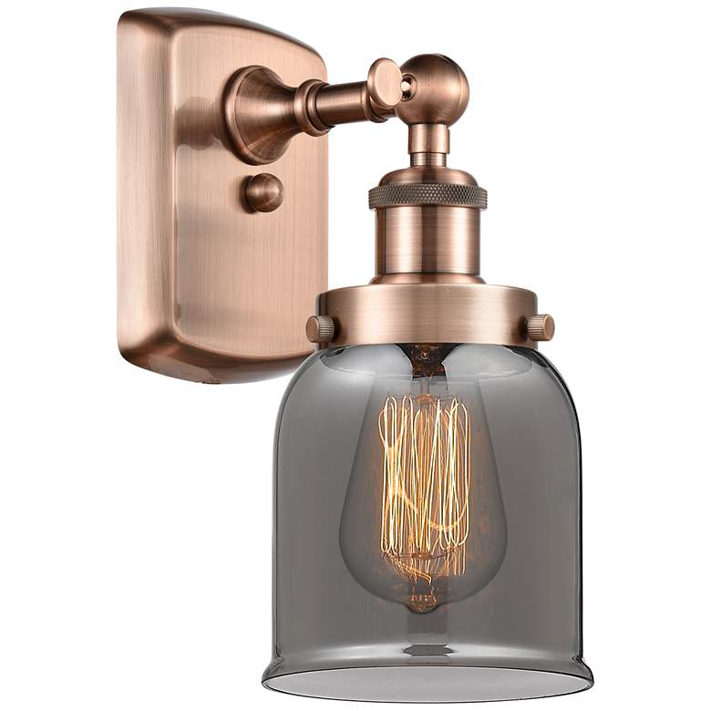 Image 1 Ballston Urban Bell 12" High Copper Sconce w/ Plated Smoke Shade