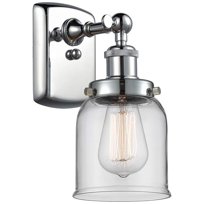 Image 1 Ballston Urban Bell 12" High Polished Chrome Sconce w/ Clear Shade