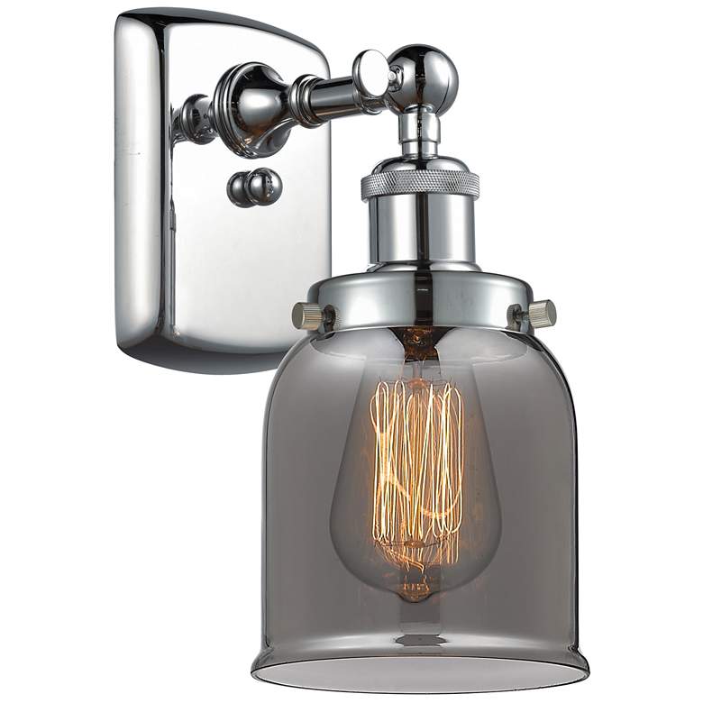 Image 1 Ballston Urban Bell 12" High Polished Chrome Sconce w/ Plated Smoke Sh