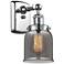 Ballston Urban Bell 12" High Polished Chrome Sconce w/ Plated Smoke Sh