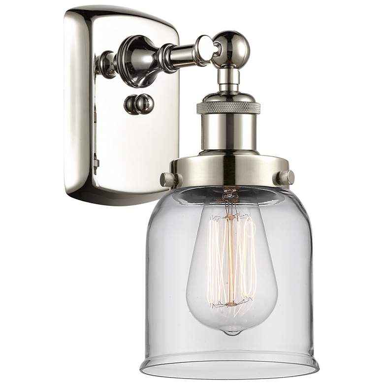 Image 1 Ballston Urban Bell 12" High Polished Nickel Sconce w/ Clear Shade