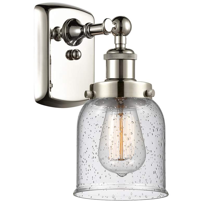 Image 1 Ballston Urban Bell 12" High Polished Nickel Sconce w/ Seedy Shade