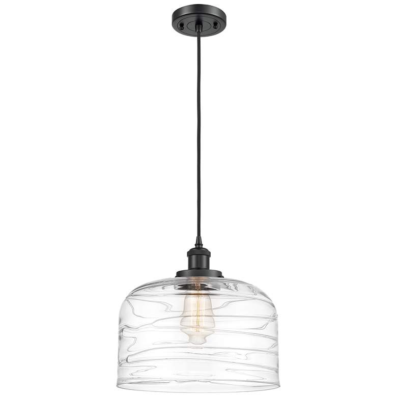 Image 1 Ballston Urban Bell 12" LED Mini Pendant - Matte Black - Clear Deco Sw
