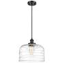 Ballston Urban Bell 12" LED Mini Pendant - Matte Black - Clear Deco Sw