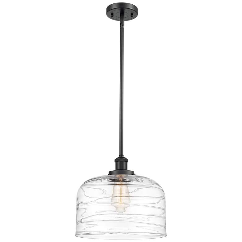 Image 1 Ballston Urban Bell 12" LED Mini Pendant - Matte Black - Clear Deco Sw
